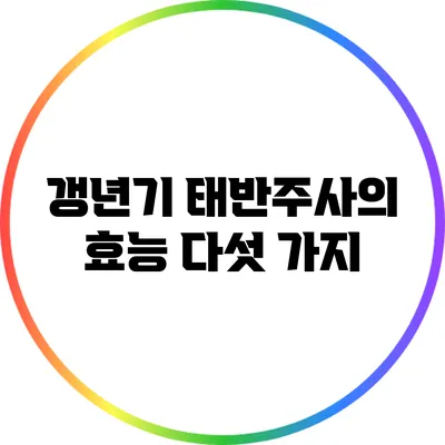 갱년기 태반주사의 효능 다섯 가지