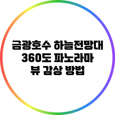 금광호수 하늘전망대 360도 파노라마 뷰 감상 방법