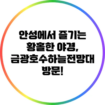 안성에서 즐기는 황홀한 야경, 금광호수하늘전망대 방문!