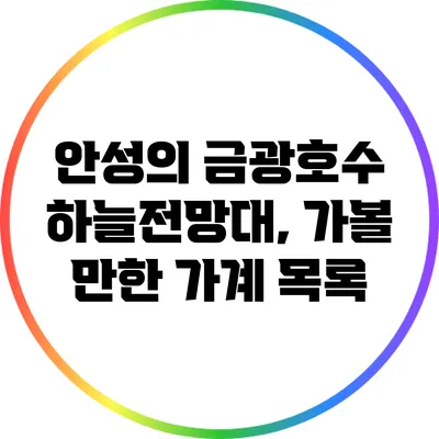 안성의 금광호수 하늘전망대, 가볼 만한 가계 목록