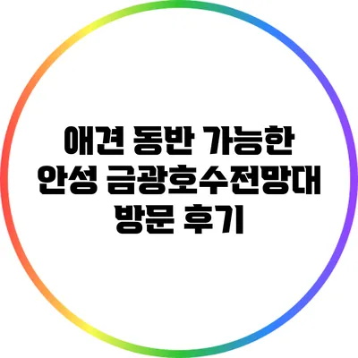 애견 동반 가능한 안성 금광호수전망대 방문 후기