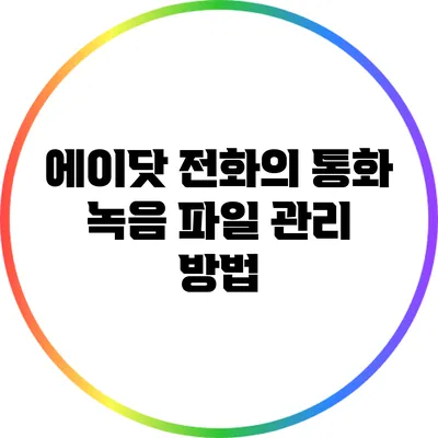 에이닷 전화의 통화 녹음 파일 관리 방법