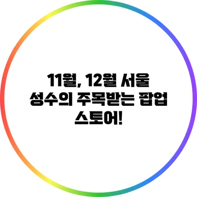 11월, 12월 서울 성수의 주목받는 팝업 스토어!