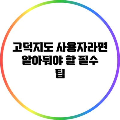 고덕지도 사용자라면 알아둬야 할 필수 팁