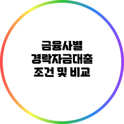 금융사별 경락자금대출 조건 및 비교