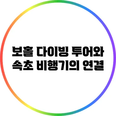 보홀 다이빙 투어와 속초 비행기의 연결