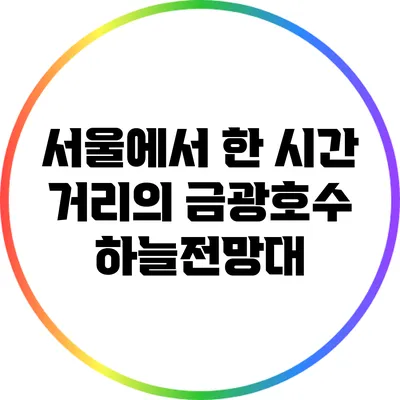 서울에서 한 시간 거리의 금광호수 하늘전망대