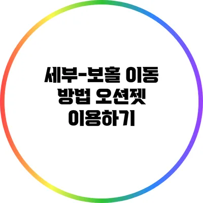 세부-보홀 이동 방법: 오션젯 이용하기