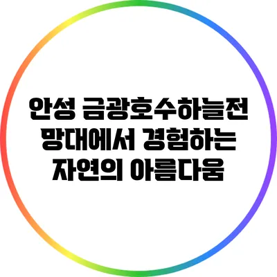 안성 금광호수하늘전망대에서 경험하는 자연의 아름다움