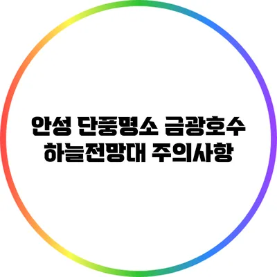 안성 단풍명소: 금광호수 하늘전망대 주의사항