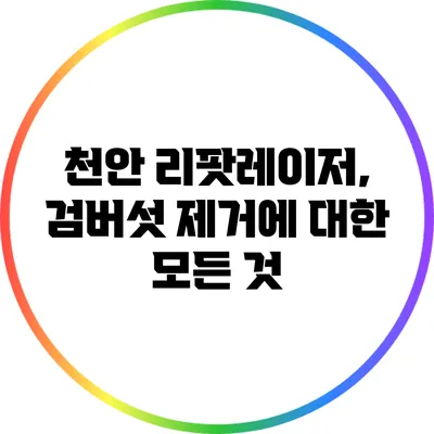 천안 리팟레이저, 검버섯 제거에 대한 모든 것