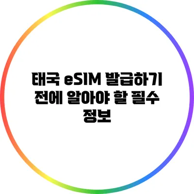 태국 eSIM 발급하기 전에 알아야 할 필수 정보