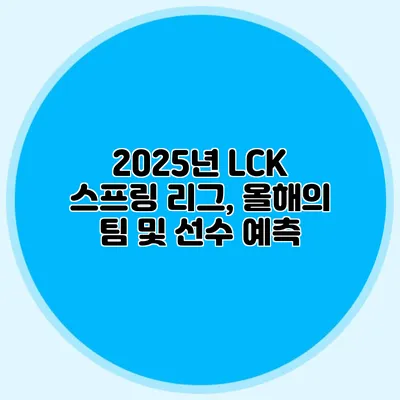 2025년 LCK 스프링 리그, 올해의 팀 및 선수 예측