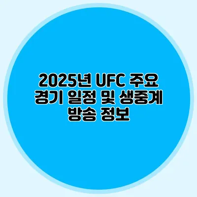 2025년 UFC 주요 경기 일정 및 생중계 방송 정보