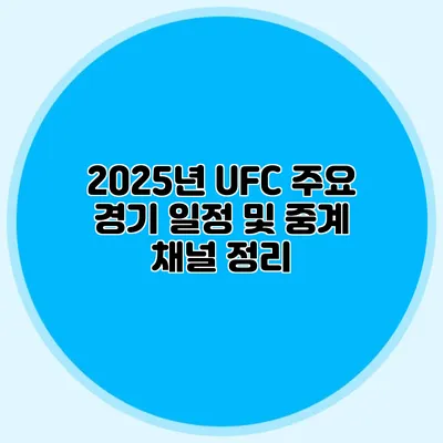 2025년 UFC 주요 경기 일정 및 중계 채널 정리
