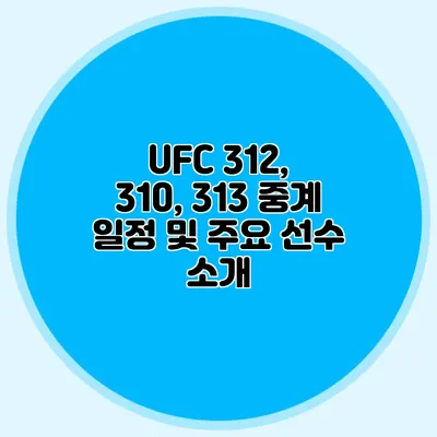UFC 312, 310, 313 중계 일정 및 주요 선수 소개
