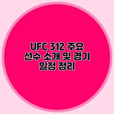 UFC 312 주요 선수 소개 및 경기 일정 정리