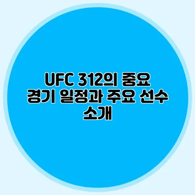 UFC 312의 중요 경기 일정과 주요 선수 소개