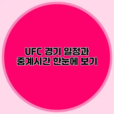UFC 경기 일정과 중계시간 한눈에 보기