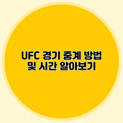 UFC 경기 중계 방법 및 시간 알아보기