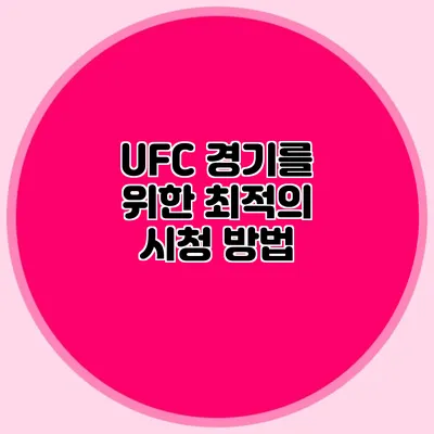 UFC 경기를 위한 최적의 시청 방법