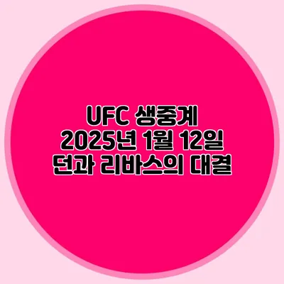 UFC 생중계 2025년 1월 12일 던과 리바스의 대결