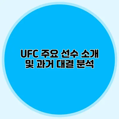 UFC 주요 선수 소개 및 과거 대결 분석