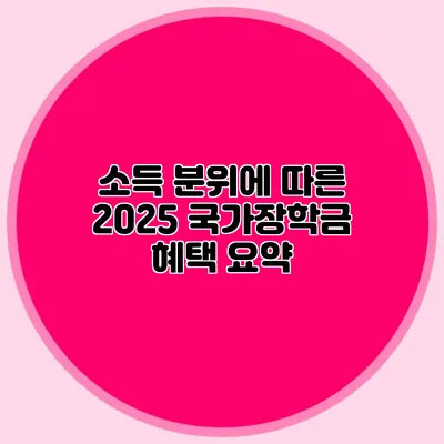 소득 분위에 따른 2025 국가장학금 혜택 요약