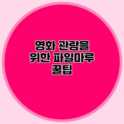 영화 관람을 위한 파일마루 꿀팁