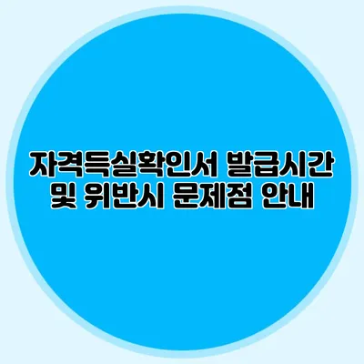 자격득실확인서 발급시간 및 위반시 문제점 안내