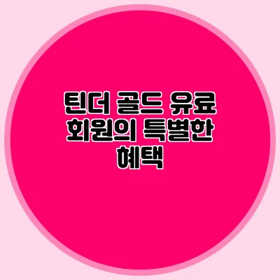 틴더 골드 유료 회원의 특별한 혜택