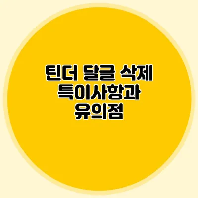 틴더 달글 삭제 특이사항과 유의점