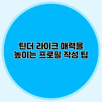 틴더 라이크 매력을 높이는 프로필 작성 팁