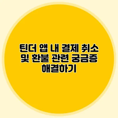 틴더 앱 내 결제 취소 및 환불 관련 궁금증 해결하기
