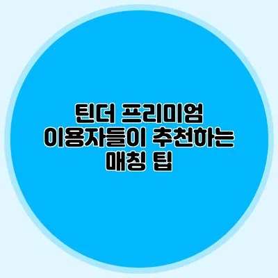 틴더 프리미엄 이용자들이 추천하는 매칭 팁