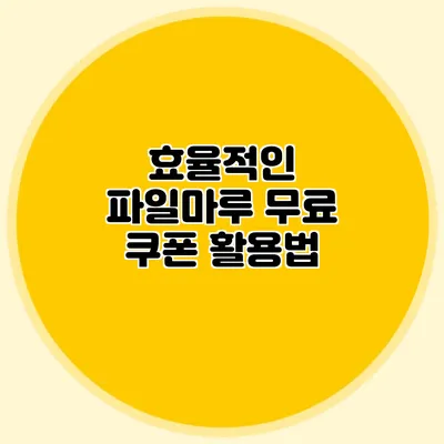 효율적인 파일마루 무료 쿠폰 활용법