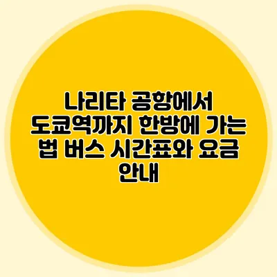 나리타 공항에서 도쿄역까지 한방에 가는 법 버스 시간표와 요금 안내