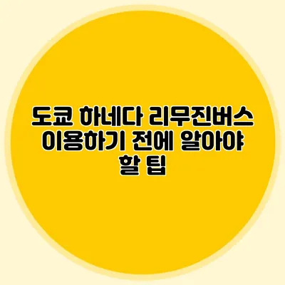 도쿄 하네다 리무진버스 이용하기 전에 알아야 할 팁