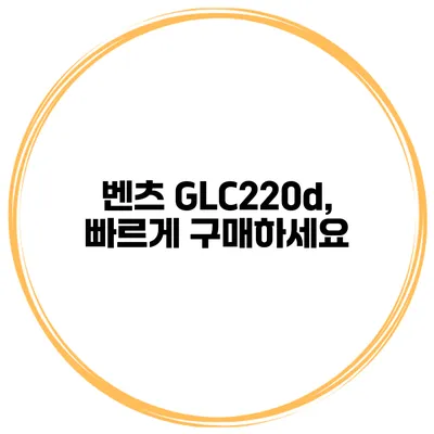 벤츠 GLC220d, 빠르게 구매하세요