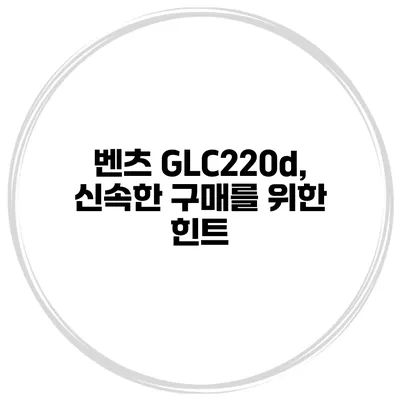 벤츠 GLC220d, 신속한 구매를 위한 힌트