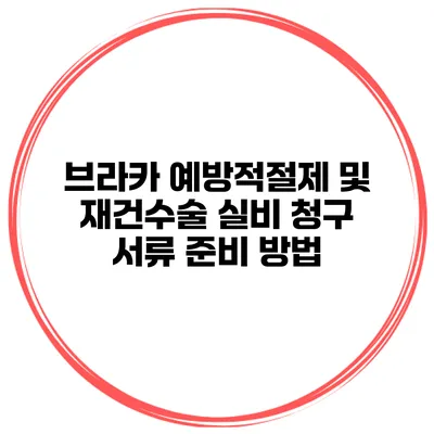 브라카 예방적절제 및 재건수술 실비 청구 서류 준비 방법