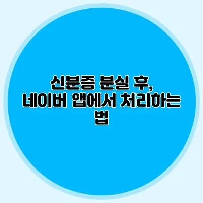 신분증 분실 후, 네이버 앱에서 처리하는 법