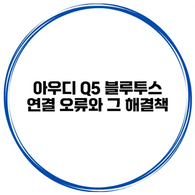 아우디 Q5 블루투스 연결 오류와 그 해결책