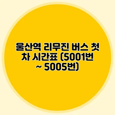 울산역 리무진 버스 첫 차 시간표 (5001번 ~ 5005번)