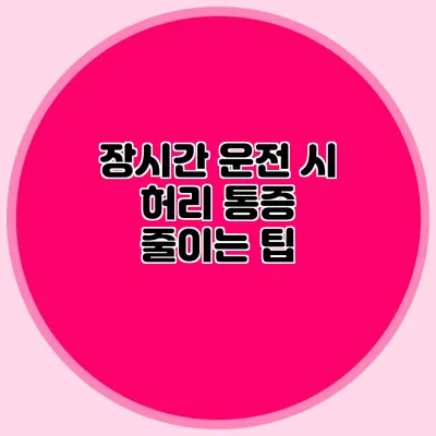 장시간 운전 시 허리 통증 줄이는 팁
