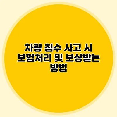 차량 침수 사고 시 보험처리 및 보상받는 방법