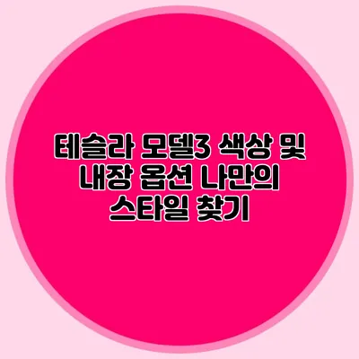 테슬라 모델3 색상 및 내장 옵션 나만의 스타일 찾기