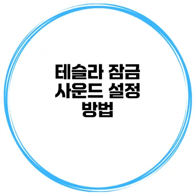 테슬라 잠금 사운드 설정 방법