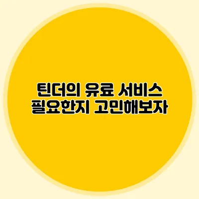 틴더의 유료 서비스 필요한지 고민해보자