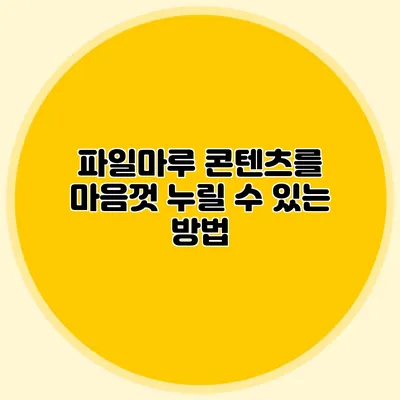 파일마루 콘텐츠를 마음껏 누릴 수 있는 방법